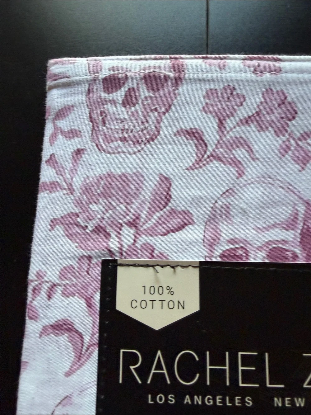 New Rachel Zoe Pink Skull Flowers Halloween 2pk Pillowcase Set 100% Cotton